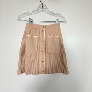 Maje Beige Button-Front Mini Skirt